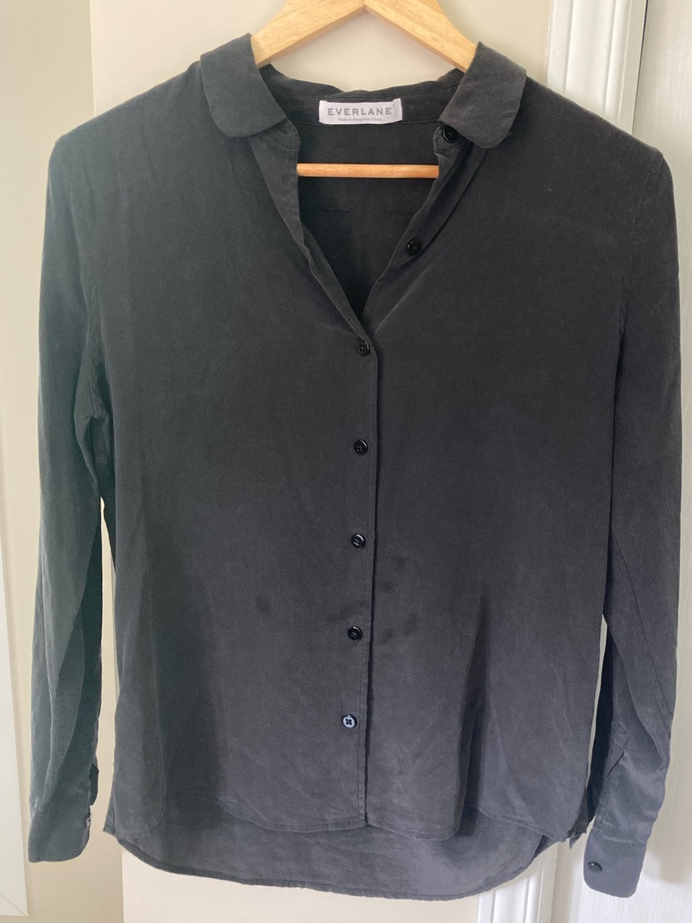 Everlane Black Silk Button-Up Shirt
